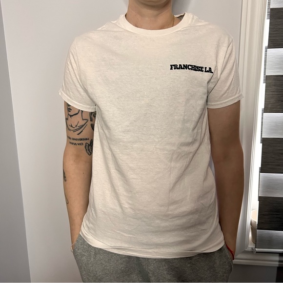 Franchise LA men’s shirt small white with skeletons and drinking - Picture 2 of 5